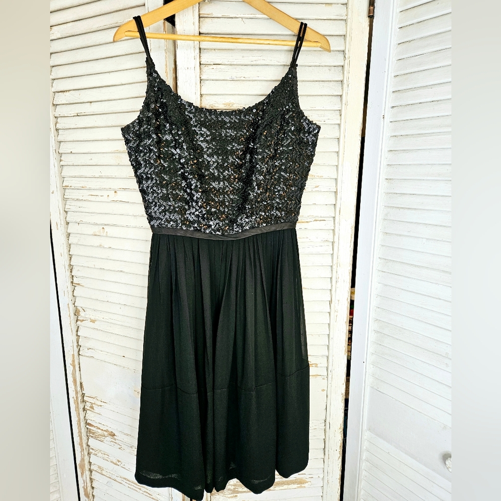 True Vintage 1960s Black Evening Dress With Sequined Bodice XS/Small